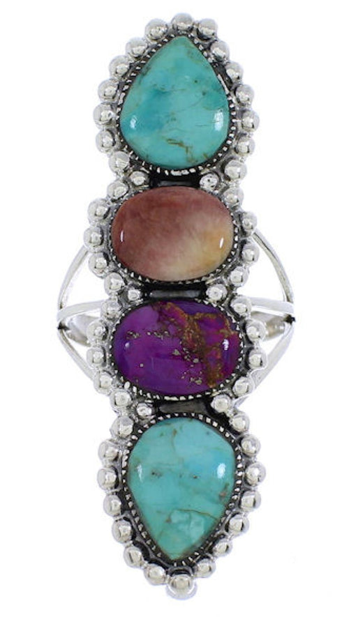 Multicolor Southwest Authentic Sterling Silver Ring Size 6-3/4 CX52568